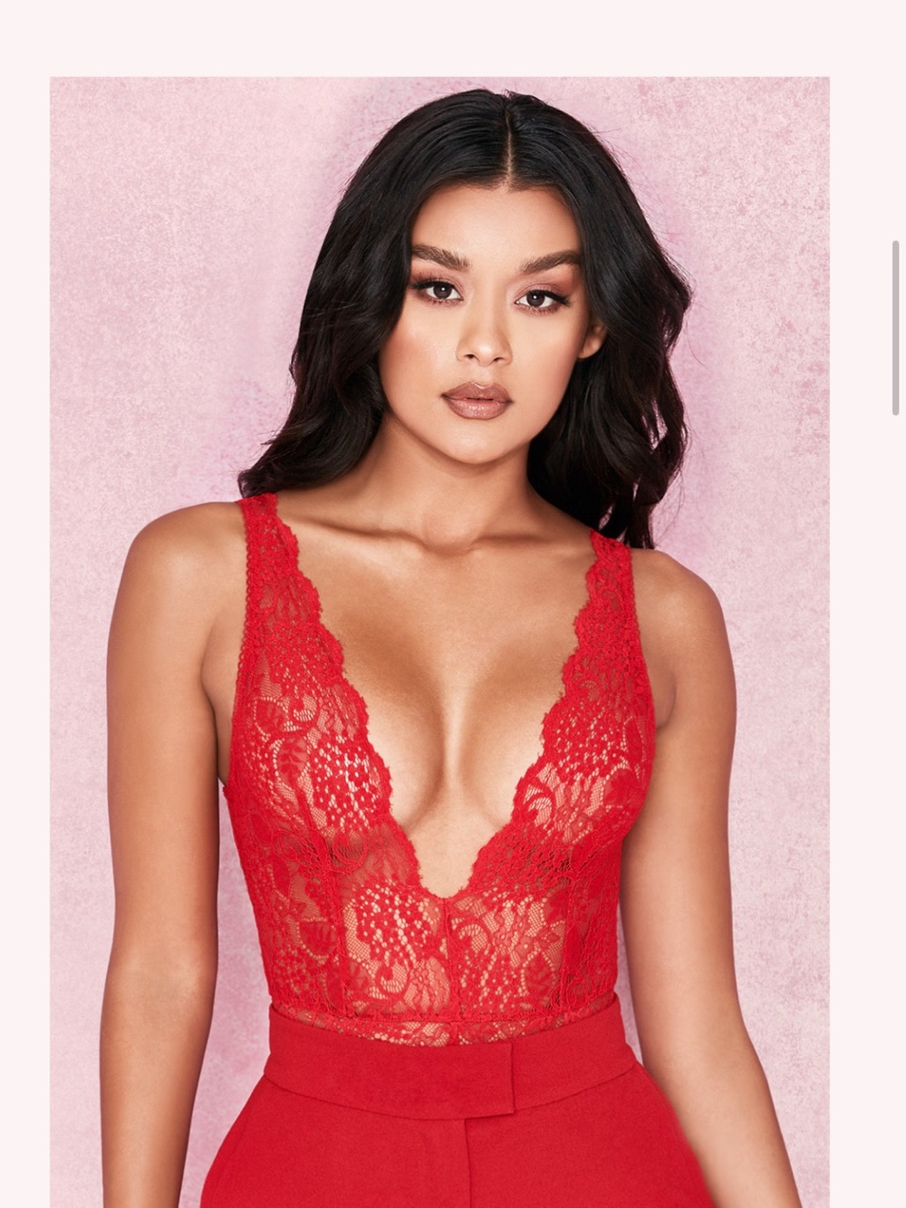 House of CB Red Lace Bodysuit